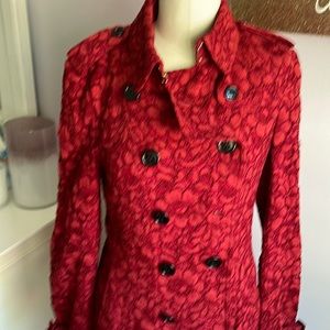 Burberry ladies lace trench. Lightly used. Size US8. Red.